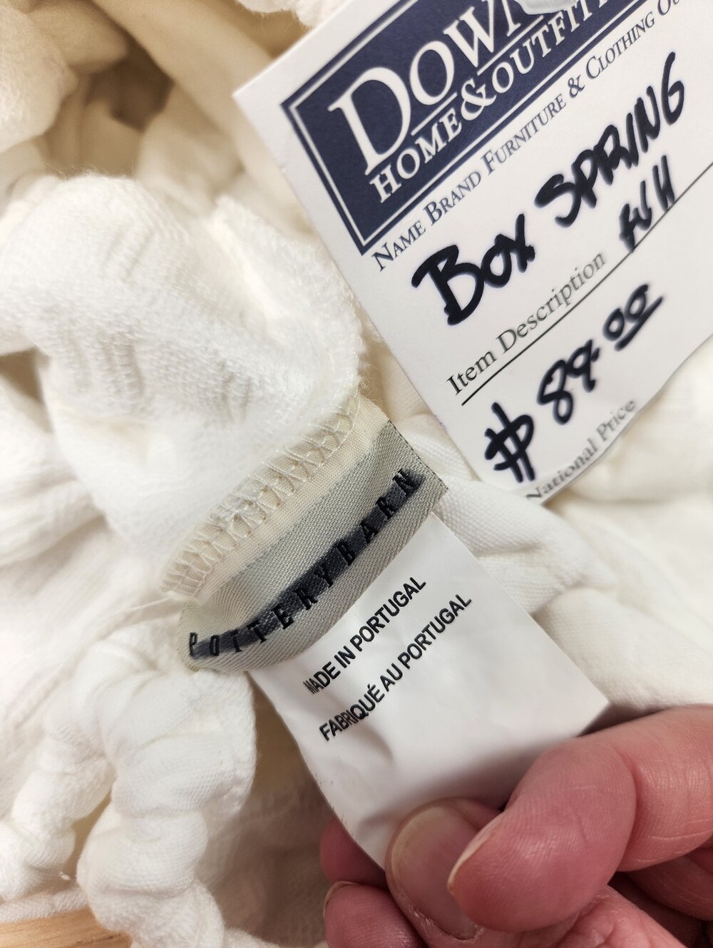 Pottery Barn Boxspring Cover Size Full Bed 12” Drop White Organic Cotton NOS - Picture 4 of 10
